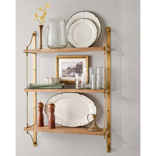 Triple Parker Brass and Wood Shelf – Magnolia