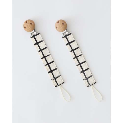 Pacifier Clip Two-Pack | Black Grid - Storq by Kindred Bravely