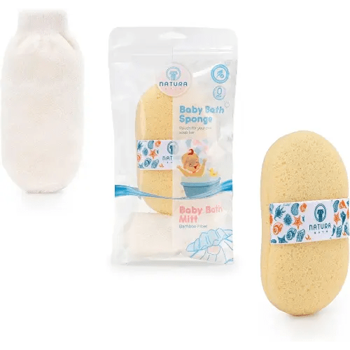 Hypoallergenic Natural Baby Sponge & Wash Cloth Set for Bath — Ultra-Soft, Gentle, Safe for Newborns, Infants & Sensitive Skin