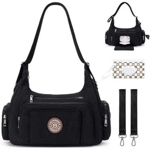 Puffer Crossbody Bags for Women Mom Large Diaper Bag Purse with Wipes & Trash Dispenser Cross Body Purses Messenger Bags