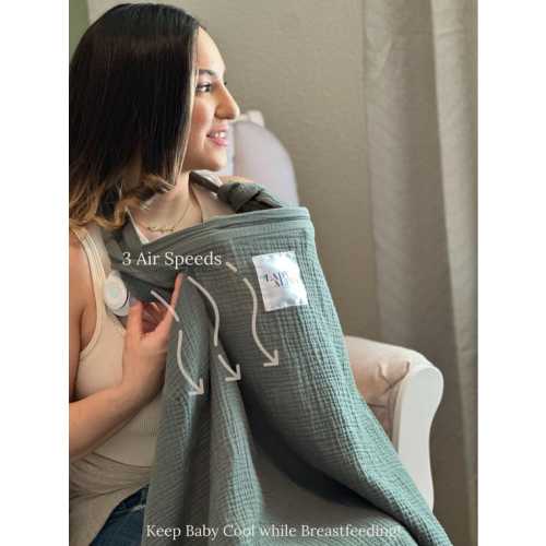 The Nursing Cool Cover | Built-in Fan Included! Keep Baby Cool While Breastfeeding - Baby Registry Gift | Muslin Cotton - Etsy