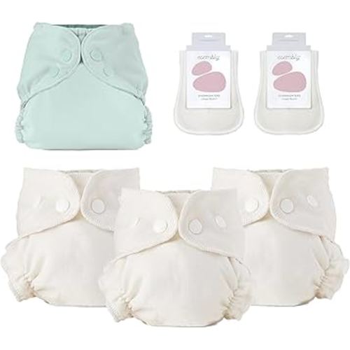Esembly Nighttime Protection Bundle | Overnighters (4-Pack) and Cloth Diaper Bundle Set (Size 1, Mist)
