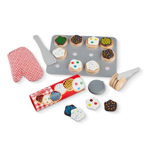 Melissa & Doug Slice & Bake Cookie Set with Wooden Play Food, Colorful Toppings & Play Kitchen Accessories, Preschool Learning Toys for Girls & Boys 3+