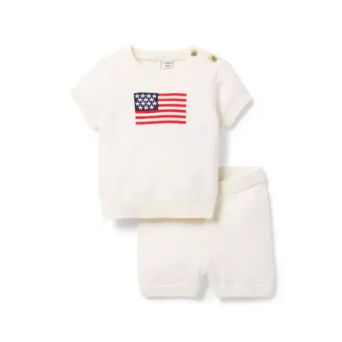 Baby Nutmeg Cream The Flag Matching Baby Set by Janie and Jack