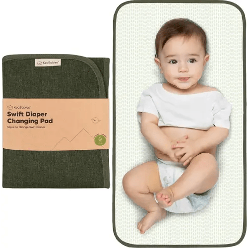 KeaBabies Portable Diaper Changing Pad, Easy Wipe Clean - Foldable Waterproof Baby Changing Mat for Diaper Bag, Compact, Lightweight, 25x13 Newborn, Infant, Baby Changer Travel Essential (Dark Olive)