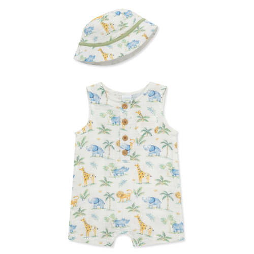 Jungle Gauze Romper & Hat Set