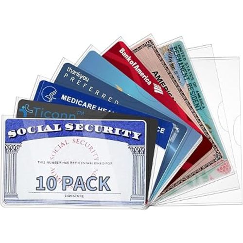 10 Pack Social Security Card Protector Medicare New Credit Card Holder,24 Mil Soft Clear Card for Waterproof SSN Card Protector,ID/Debit/Credit Card Covers Sleeve(10)