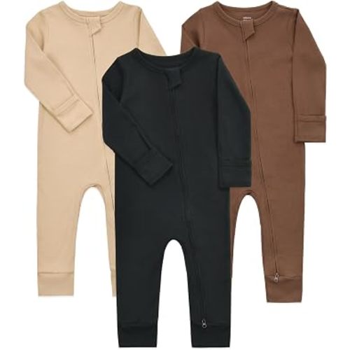 Aablexema Baby Cotton Footless Pajamas with Mitten for Newborn - 18 Months