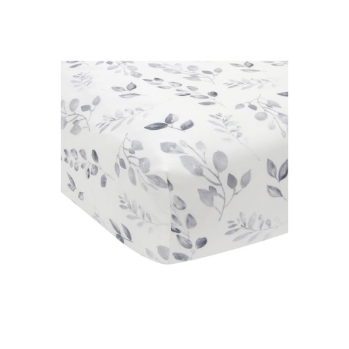 Painted Forest Watercolor Leaf Print Baby Fitted Crib Sheet