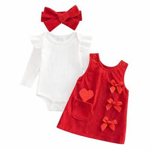 Baby Girls Valentine's Day Corduroy Heart Pinafore Set