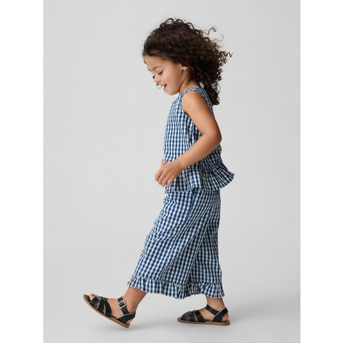 Baby & Toddler Gingham Denim Ruffle-Hem Outfit Set