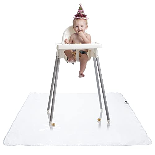 Graco Under High Chair Mat - Clear, Waterproof & Washable Plastic Food/Spill Catcher - 50" Eating, Painting & Art Floor Cover, Clear (Pack of 2)