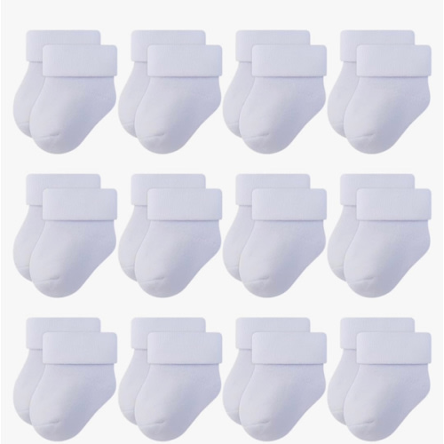 RATIVE Newborn Baby Socks 0-6,6-12 Months Terry Turn Cuff Socks for Boys Girls