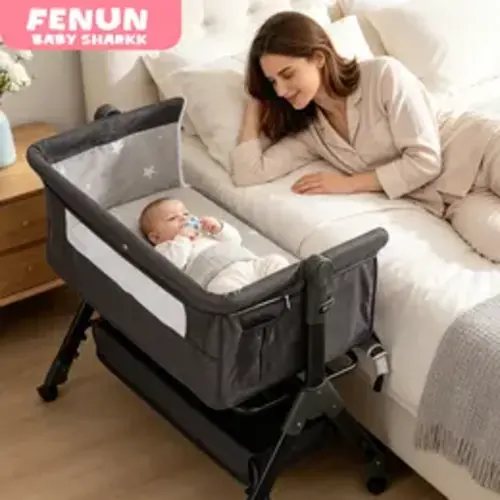 Baby Bassinet, Crib for Infant and Newborn, Bedside Sleeper with Storage Basket and Mosquito Net, Easy to Fold, Height Adjustable, Portable Side Bed Crib portable Baby Furniture - TikTok Shop
