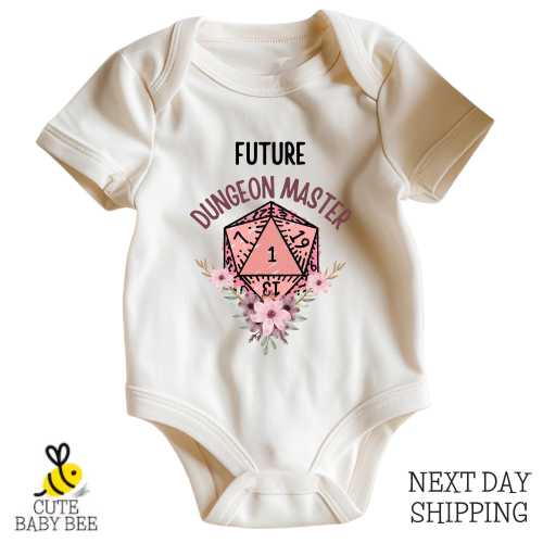 Floral Dungeons and Dragons Bodysuit: Future Master DND Baby Outfit