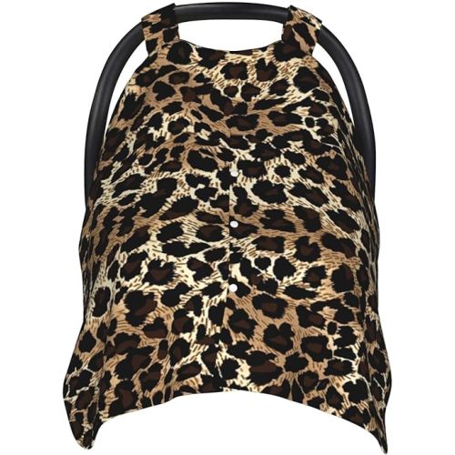 Hipster Leopard Cheetah Print Animal Baby Car Seat Canopy and Nursing Cover for Breastfeeding Multi-Use Cover Lightweight Infant Stretchy Carrier Cover for Newborn Girls Boys