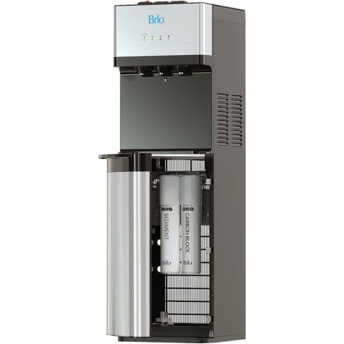 Brio 520 UV Self-Cleaning Bottleless Water Cooler Dispenser, UL Certified | Built-in 2 Stage Filtration (2 Free Replacement Filters Included) Reduces PFAS & Microplastics | 3 Temp (Hot Cold, Room)