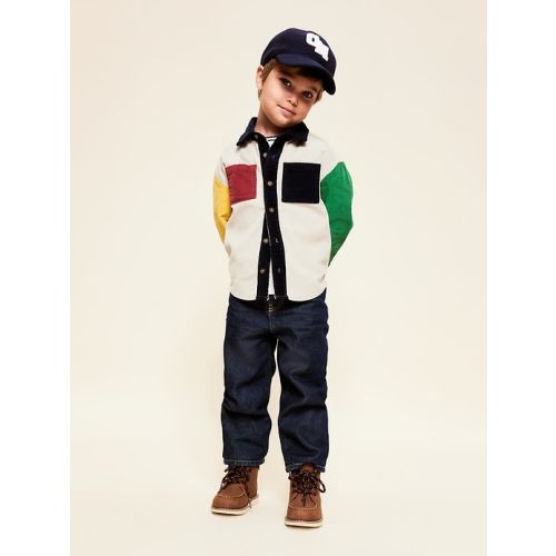 Long-Sleeve Color-Block Pocket Shirt for Toddler Boys