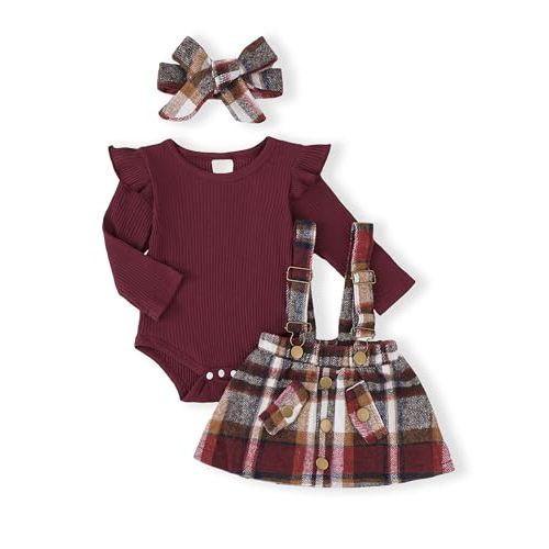 Newborn Infant Baby Girl Dress Clothes Winter Outfits Top Romper Overalls Dresses Suspender Skirt Set for Girls