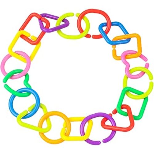 Angoily 35Pcs Geometric Clamping Baby Links Toys for Early Education Stroller Play Fine Motor Skills Development