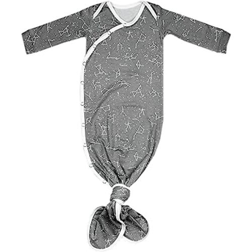 Copper Pearl Baby Gown - Knotted Newborn Sleepers for Baby Boy and Girl, Soft Stretchy Long Sleeve Infant Gowns with Bottom Tie and Hand Mittens, Perfect Hospital Coming Home Outfit (Astro)