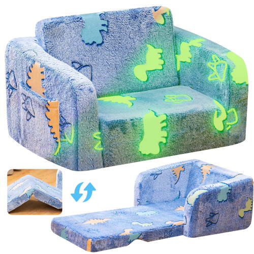 Lamerge Kids Toddler Sofa 2 in 1 Convertible Kids Sofa and Recliner with Pockets Convertible Kids Sofa Bed, Kids Play Sofa.