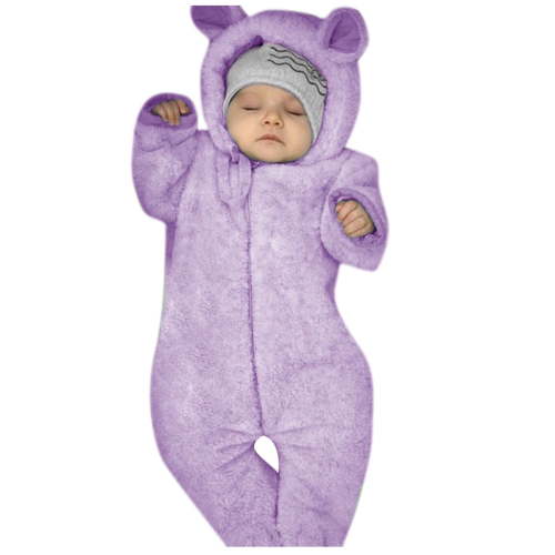 Odeerbi Baby Girls Boys Clothes Baby Rompers Newborn Winter Fleece Jumpsuit Solid Hooded Romper Warm Coat Outwear