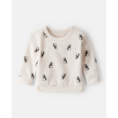 Baby Boy Penguin Print Fleece Sweatshirt - Cream - Carter's | Carter's