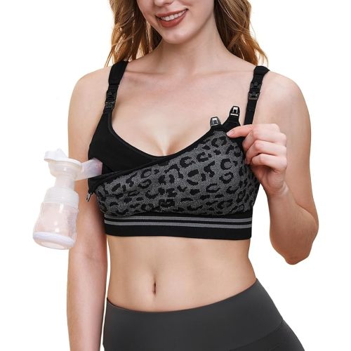 Momcozy Pumping Bra Hands Free | Seamless Nursing Bras for Pumping | Breast Pump Bra with Fixed Padding, Wireless