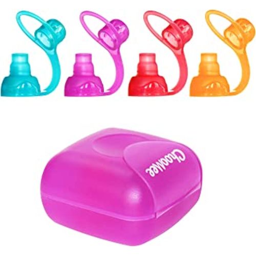 ChooMee SoftSip Food Pouch Tops | 4 Colors + Purple case | Prevent Spills and Protect Childs Mouth