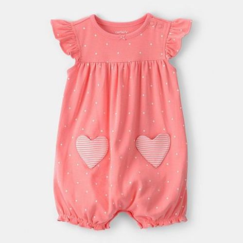Baby Girl Carter's Heart Pocket Short-Sleeve Romper