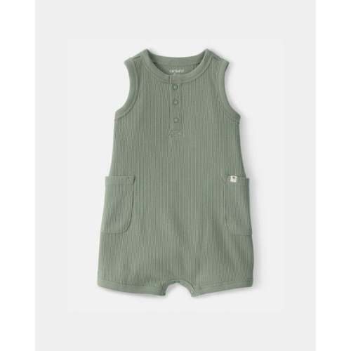 Baby Boy Waffle-Knit Sleeveless Romper - Green | Carter's