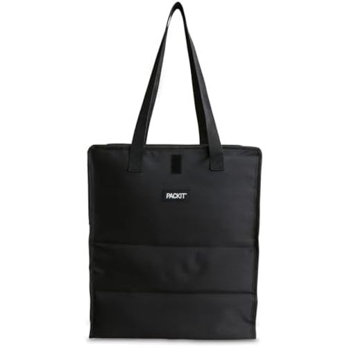 PackIt Freezable Grocery Tote, with EcoFreeze Technology, Foldable, Reusable, Zip Closure, Dual Handles