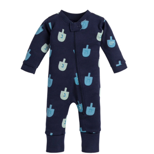 One Piece Hanukkah Dreidels Baby Pajamas by Monica + Andy - (Sizes Newborn - 24M)