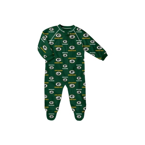 Newborn Green Green Bay Packers Allover Print Raglan Full-Zip Jumper