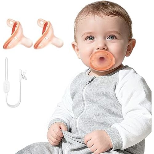 Garkoko 2-Pack Newborn Pacifiers with Clip, 0-6 Months, Breast Like Pacifier for Breastfed Babies, Symmetrical Nipple Design, Non-Touch Face, Food-Grade Silicone, Ultra-Lightweight Binky