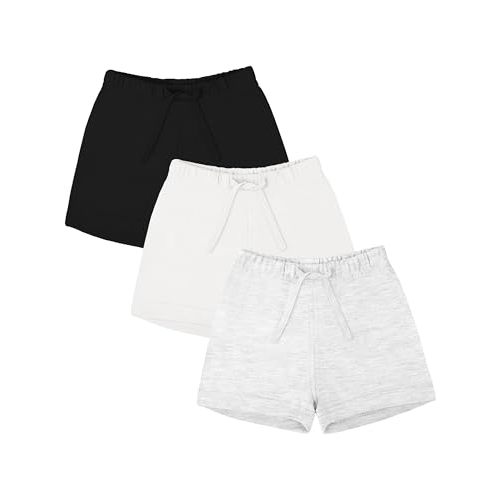 Ruisita 3 Pack Unisex Baby Toddler Cotton Shorts with Drawstring Baby Pull-on Solid Shorts Soft Clothes for Summer Daily