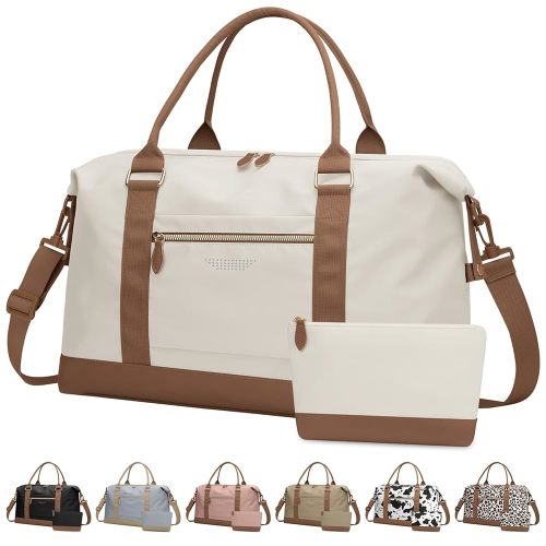 Travel Duffle Bag for Women, Weekender Bags, Hospital Bag for Labor Delivery, Lightweight Tote Duffel Overnight Bag with Luggage Sleeve, Airplane Travel Bags with Toiletry Bag,X-Large,Beige