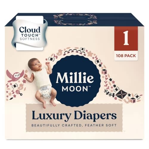 Milm Baby Diapers Size 1 (6-11lbs) – Ultra Soft, Leak-Proof, Hypoallergenic Disposable Diapers – 108 Count
