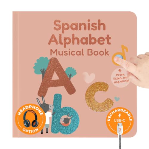 Cali's Books Spanish ABC Nursery Rhymes Book, Bilingual Sound Book | Headphone Jack for Private Listening, Libros en Español para Niños, Bilingual Language-Learning Toy, USB-C Rechargeable