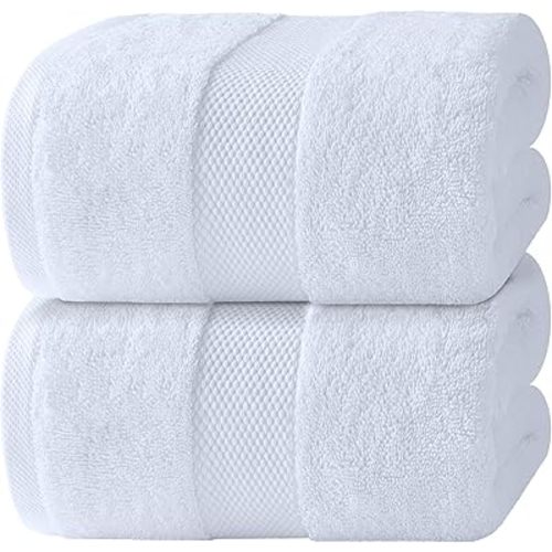 White Classic Luxury Bath Sheets Towels for Adults Extra Large 35x70 Inch - 700 GSM Turkish Cotton, Highly Absorbent | Hotel Collection | 2 Pack