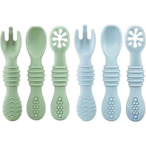 PandaEar 6 Pack Baby Silicone Spoons, Baby Led Weaning Utensils 6-12 Months