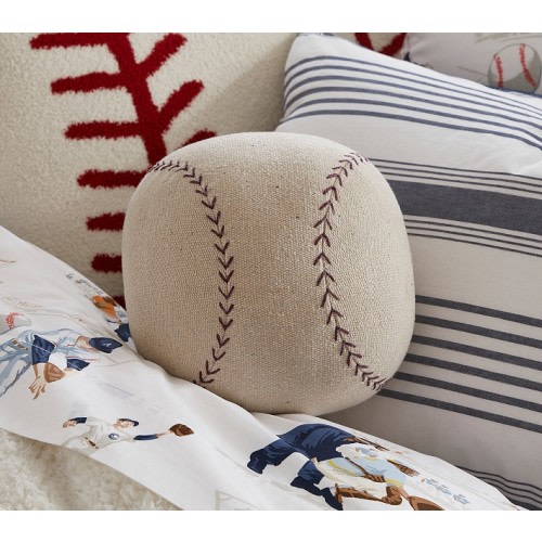 Baseball Shaped Washed Canvas Pillow