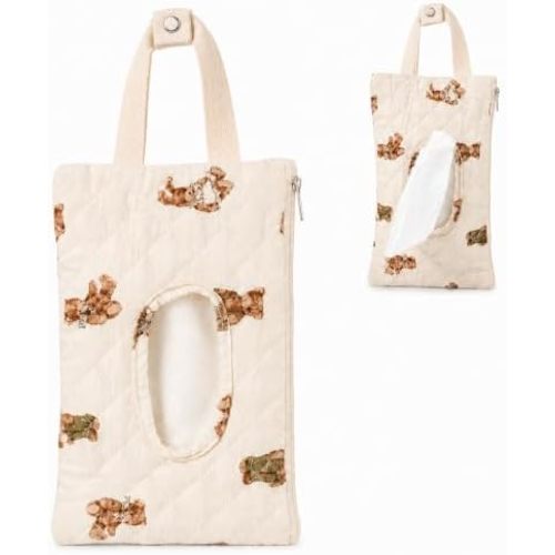 Portable Quilted Baby Wipe Holder, Floral Wipes Pouch for Stroller, Diaper Bag and Travel