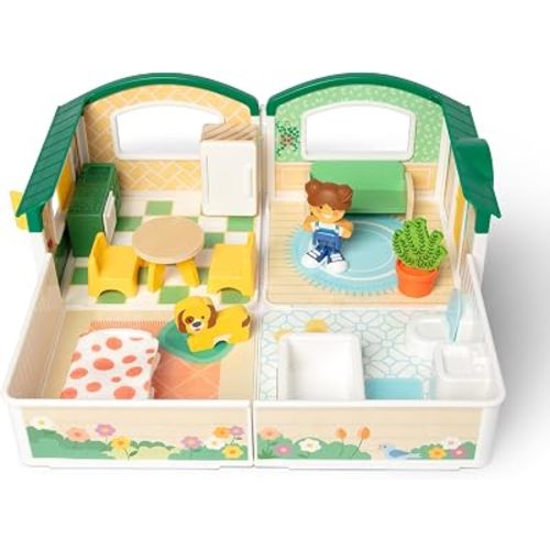 Melissa & Doug Cheery Lane Modular Play House & Figures, Wooden Play Set