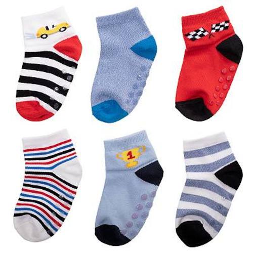 Baby & Toddler Boy Jumping Beans® 6-pack Low-Cut Softest Racecar Grip Socks