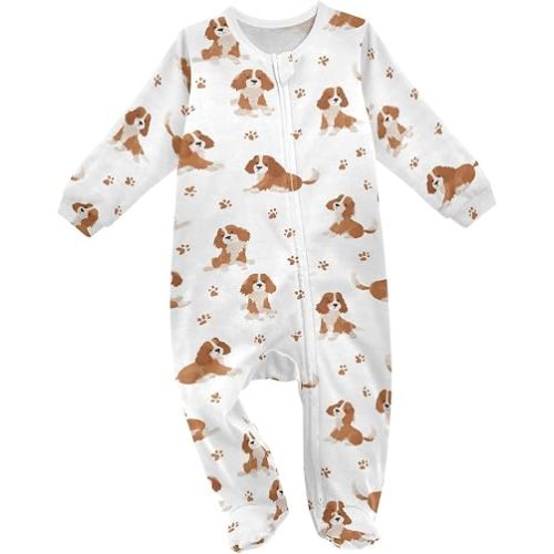 SHJI Baby One-Piece Footies Long Sleeve Rompers Pajamas Zip Front Pjs for Boys Girls kids
