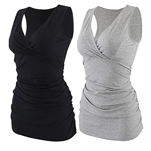 KUCI Maternity Nursing Tank Top, Women Maternity Pajama Tops Nursing Cami Sleep Bra for Breastfeeding