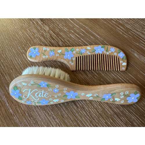 Custom Hand-Painted Baby Brush/Comb Set
