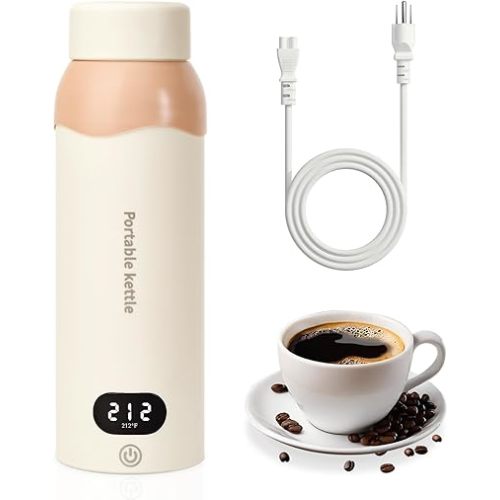 Portable Travel Kettle,Food-Grade 316 Stainless Steel Small Mini Kettle,500ML Hot Water Boiler with 4 Temperature Settings,Fast Boiling water with Auto Shut-Off and Boil Dry Protection